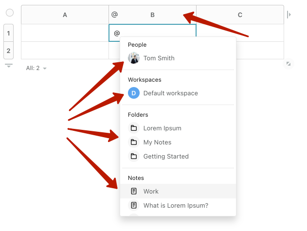 These cells are for quickly selecting and mentioning