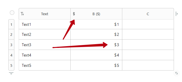 You can enter numbers with a currency symbol next to them. 