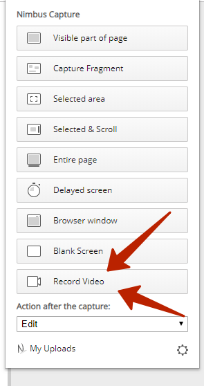 1) Click on Nimbus Screenshot and select Record Video.