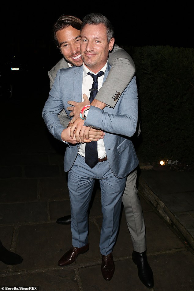 Dapper: James and Dean were smartly dressed in suits for the wrap party