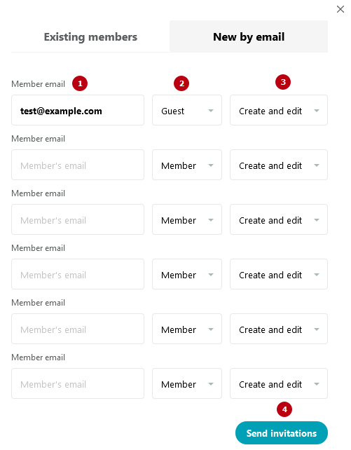 Adding a guest through the Add to Project dialog