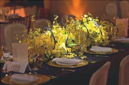 table wedding styled in yellow