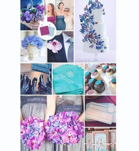 The pictures of the Wedding, turquoise and purple