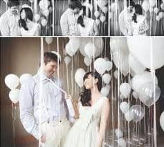The pictures of the Wedding, adorned with balloons