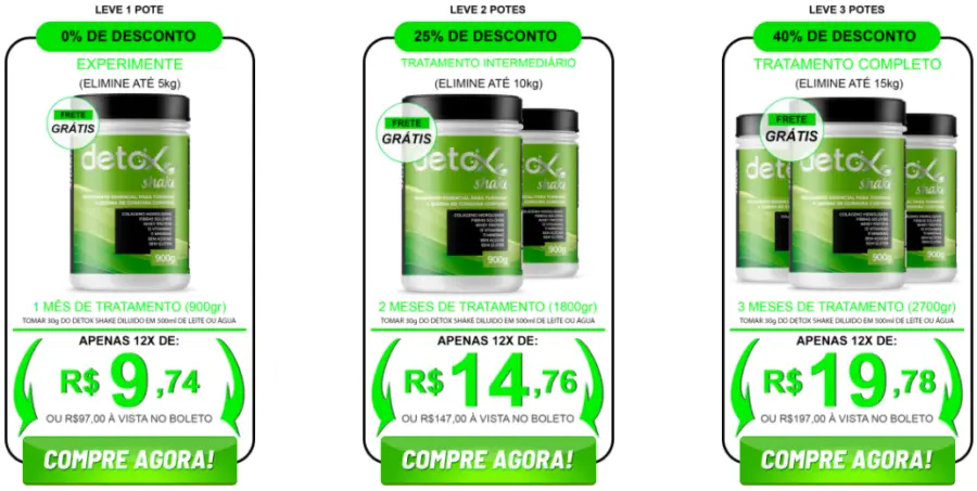 Detox Shake Pre&ccedil;o