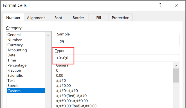 Geben Sie den benutzerdefinierten Formatierungscode in das Feld Typ ein