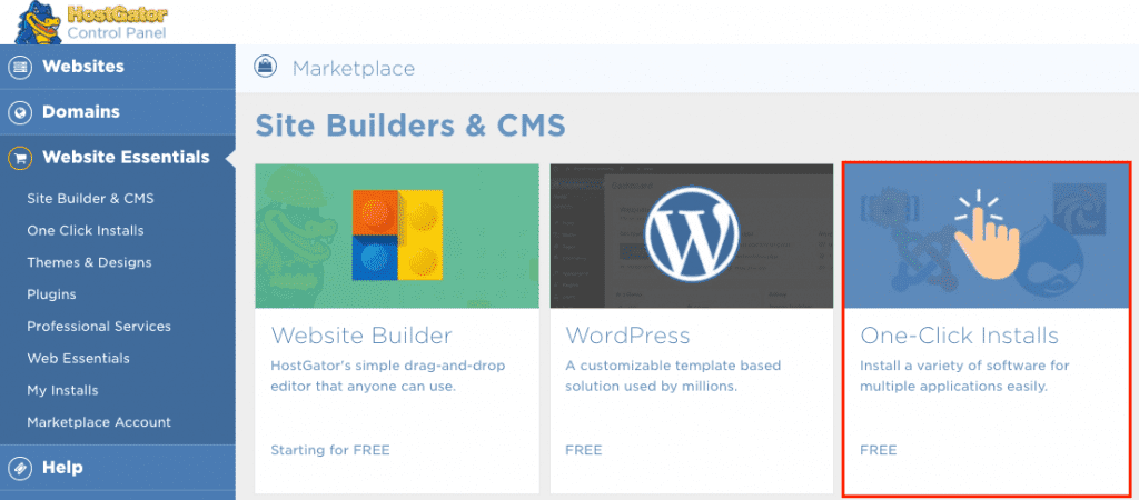 HostGator WordPress One Click Install