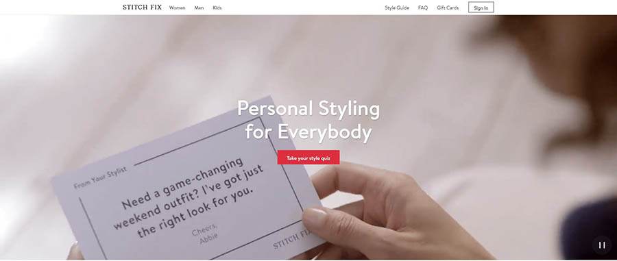 The StitchFix homepage.