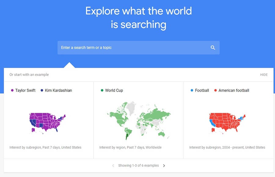 The Google Trends website.