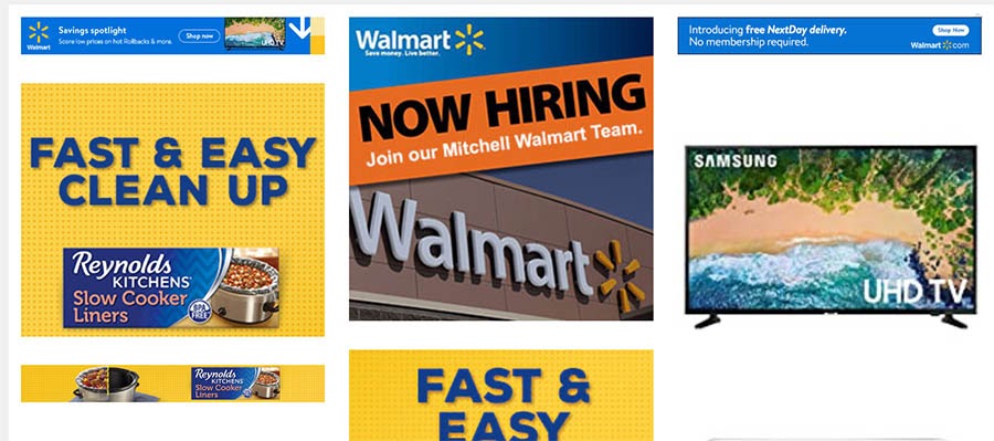 Example of walmart.com banner ads found through Sistrix.