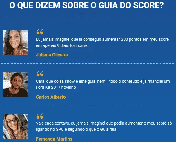 Guia do Score O Que Est&atilde;o Dizendo