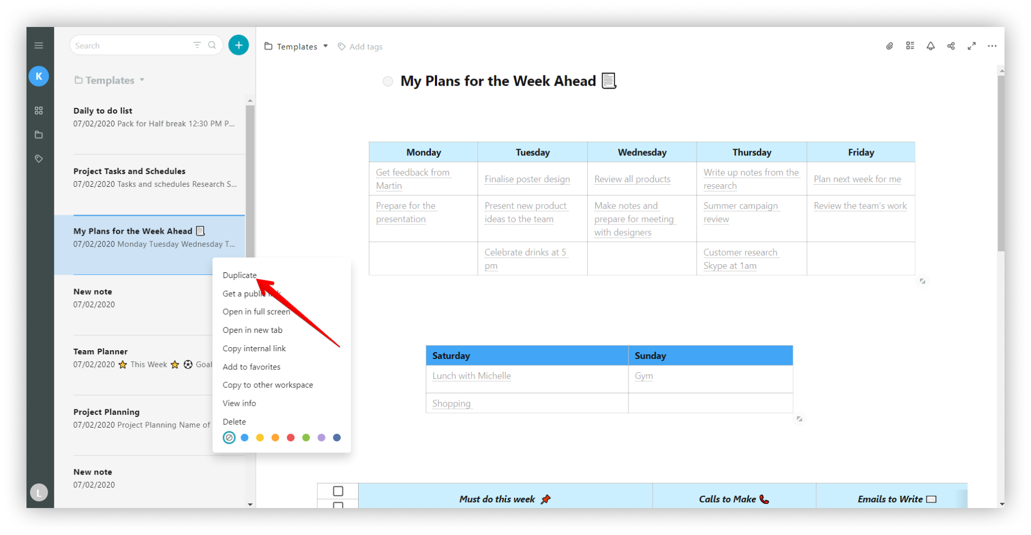 How to duplicate a template page