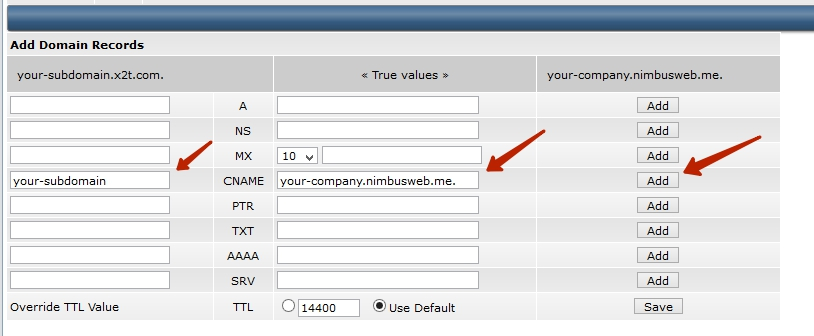 How to add CNAME via DirectAdmin