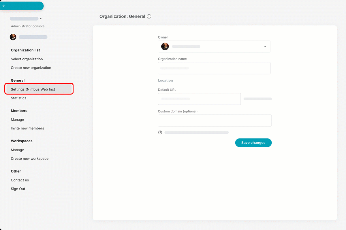 Nimbus Business/Teams accounts have a higher level of management which can be run in the Organization Console. 