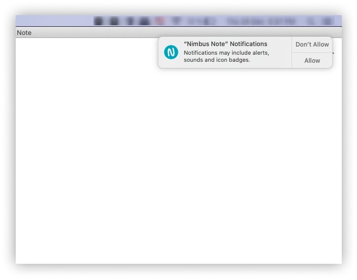 Special for Mac users. To ensure that reminders work correctly, you need to allow Nimbus Note to access the macOS notification center.