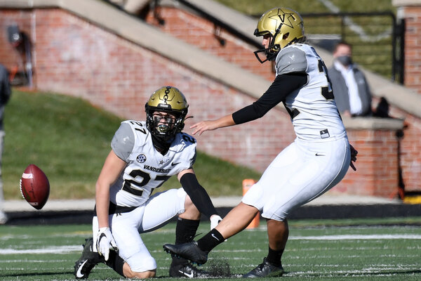 Vanderbilt&rsquo;s Sarah Fuller kicking off against the University of Missouri on Saturday, becoming the first woman to play for one of college football&rsquo;s Power 5 conferences.