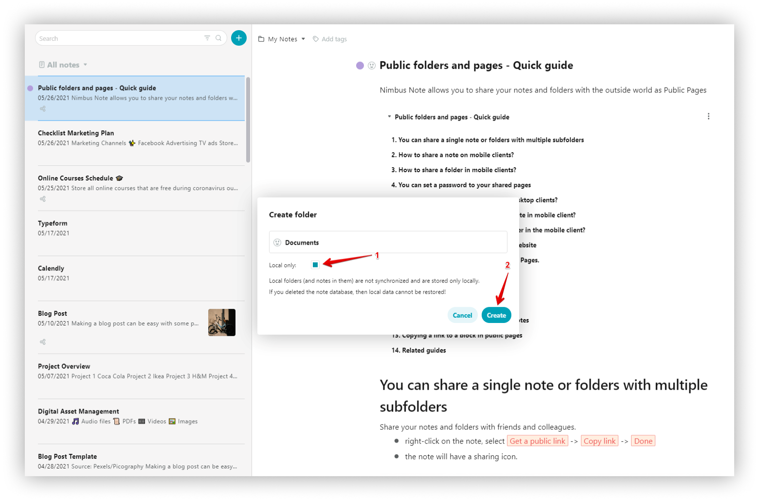 How to create a local folder in desktop client?