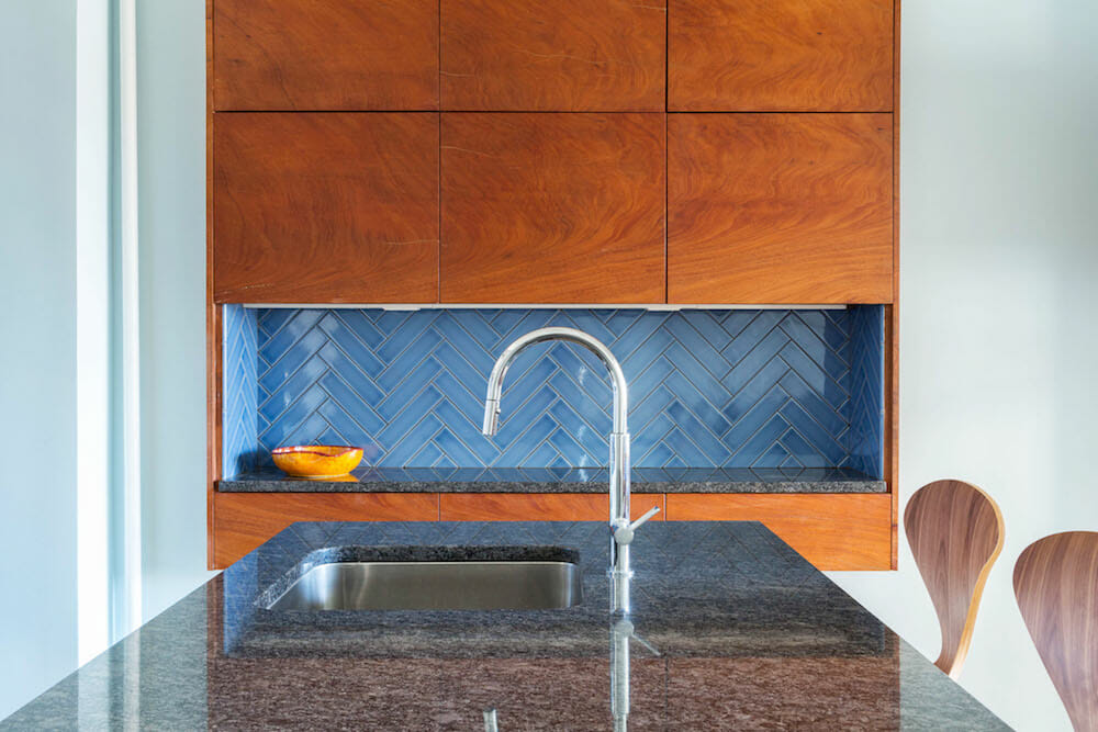 blue backsplash