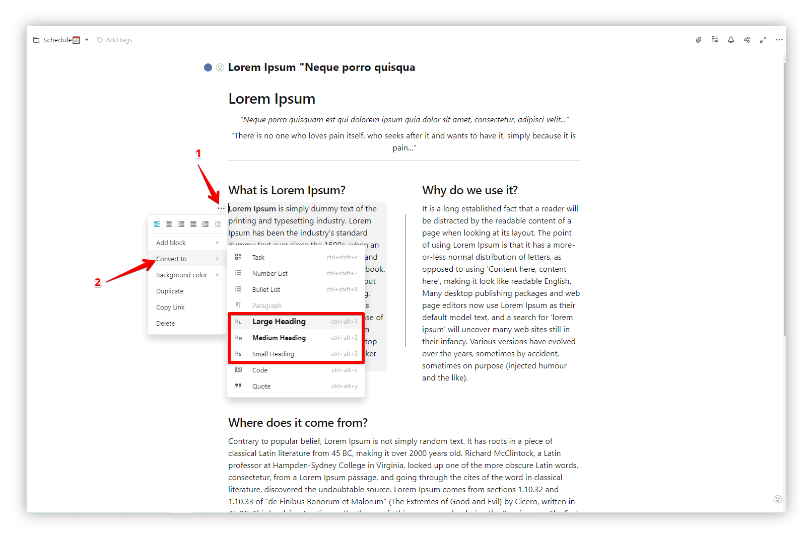 Headings H1-H3 are used to create the table of contents.