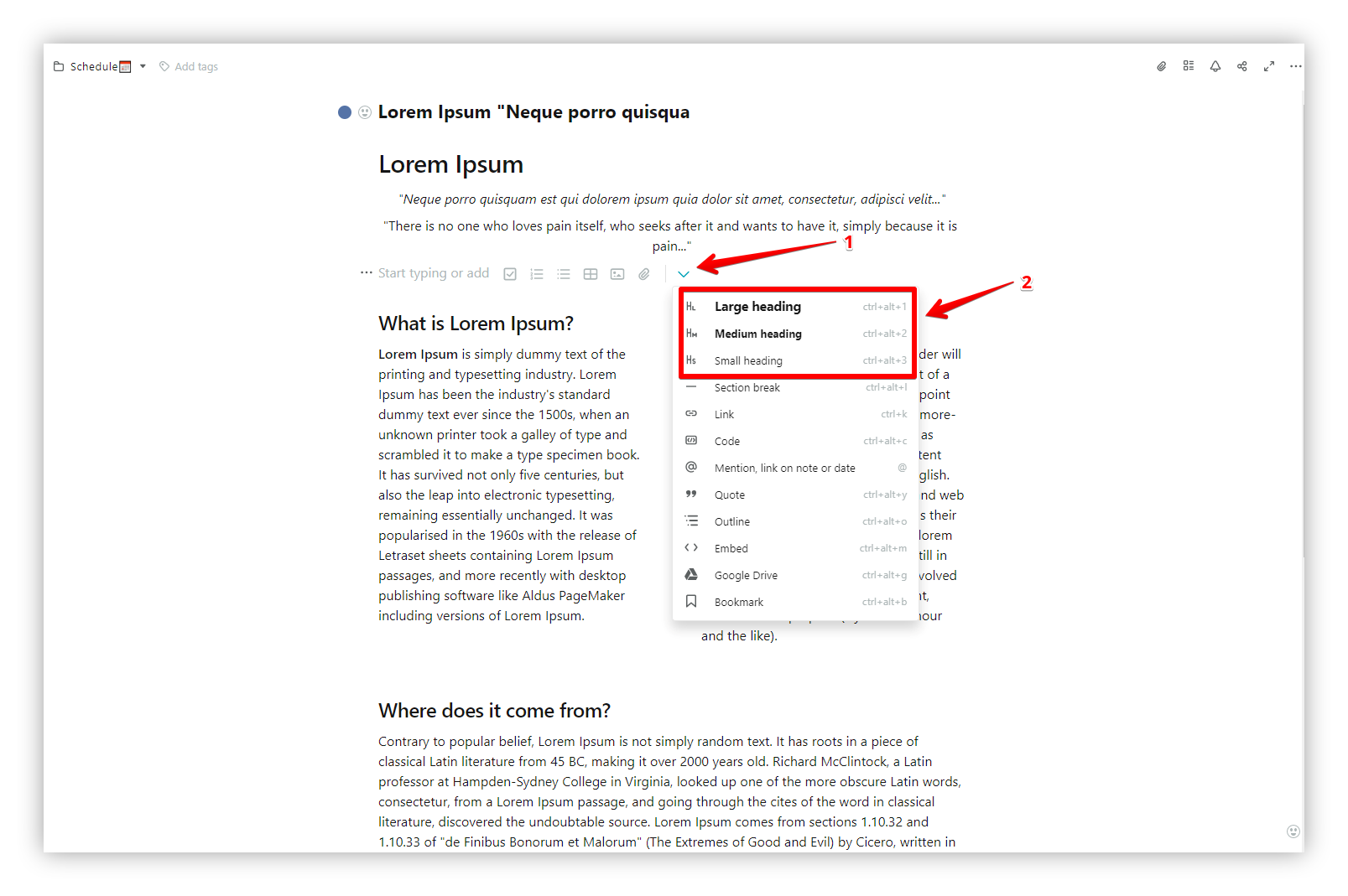 Headings H1-H3 are used to create the table of contents.