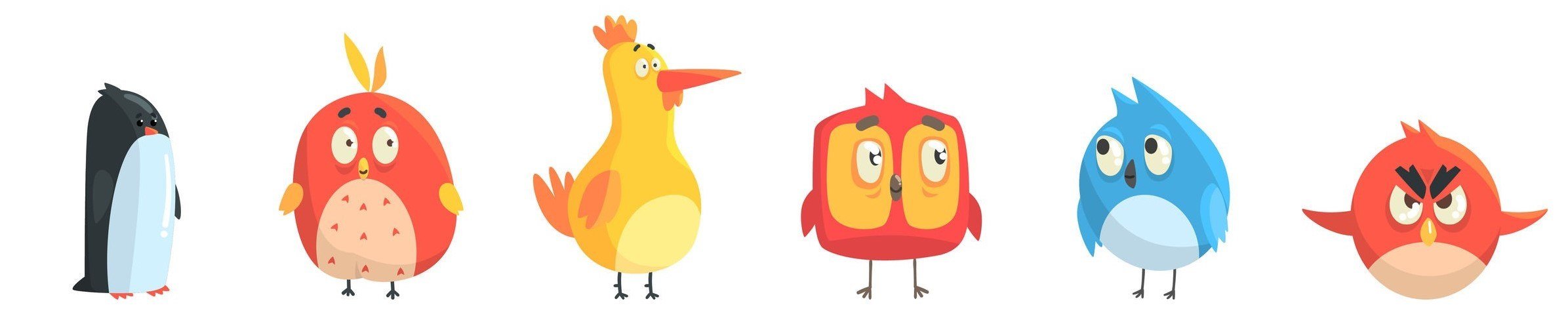 Little Cute Birds in a row