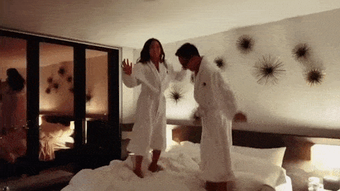 You can work out in your hotel room like these two people are doing!