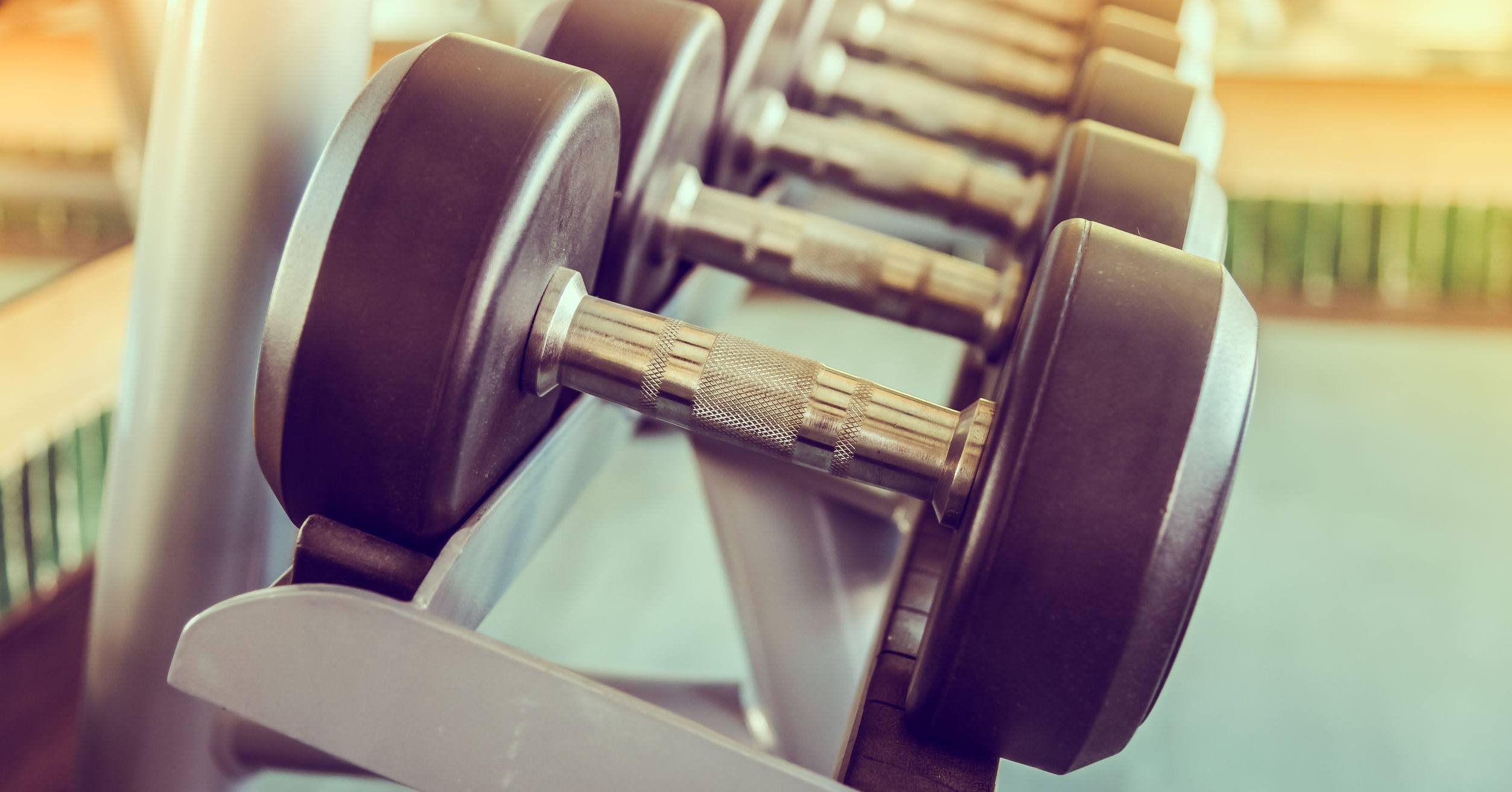 dumbbells in gym