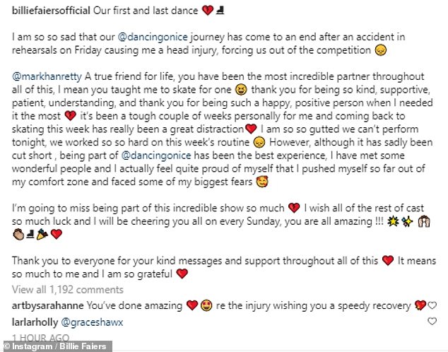 'We worked so hard': The former TOWIE star also explained how she used skating as a 'distraction' following her beloved grandmother's death